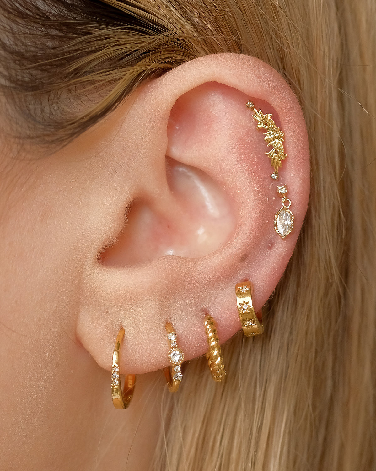 14K Solid Gold Siria Single Hoop