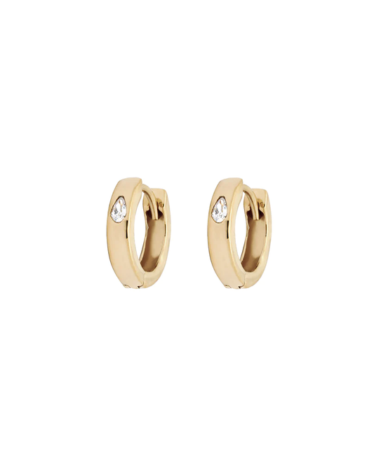 Fahari Solid Gold Pear Gemstone Hoops | 9K Solid Gold Earrings | S-kin Studio Jewelry | Ethical Jewelry That Lasts