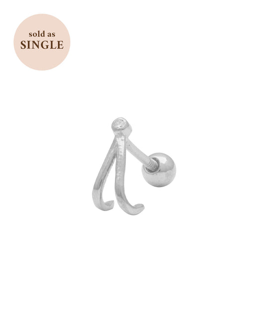 Sterling Silver Faye Wishbone Single Stud | S-kin Studio Jewelry | Ethical Piercing Earrings