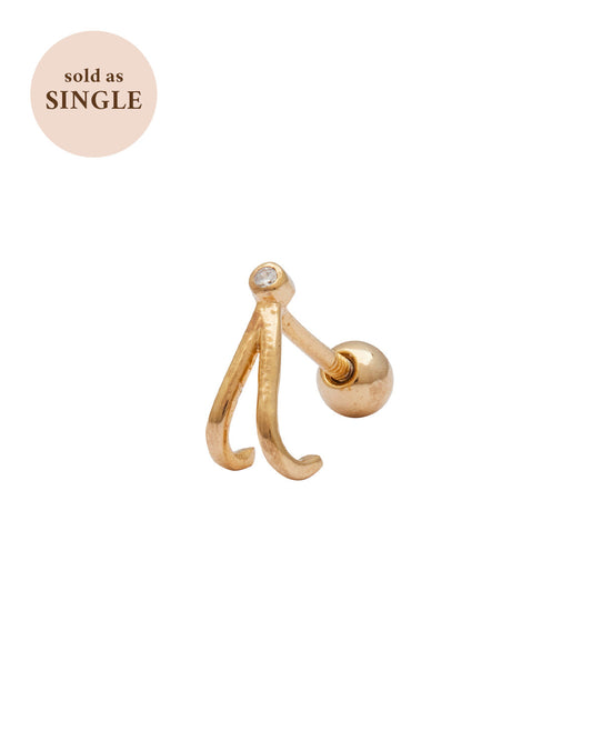 18K Gold Fill Faye Wishbone Single Stud | S-kin Studio Jewelry | Ethical Piercing Earrings