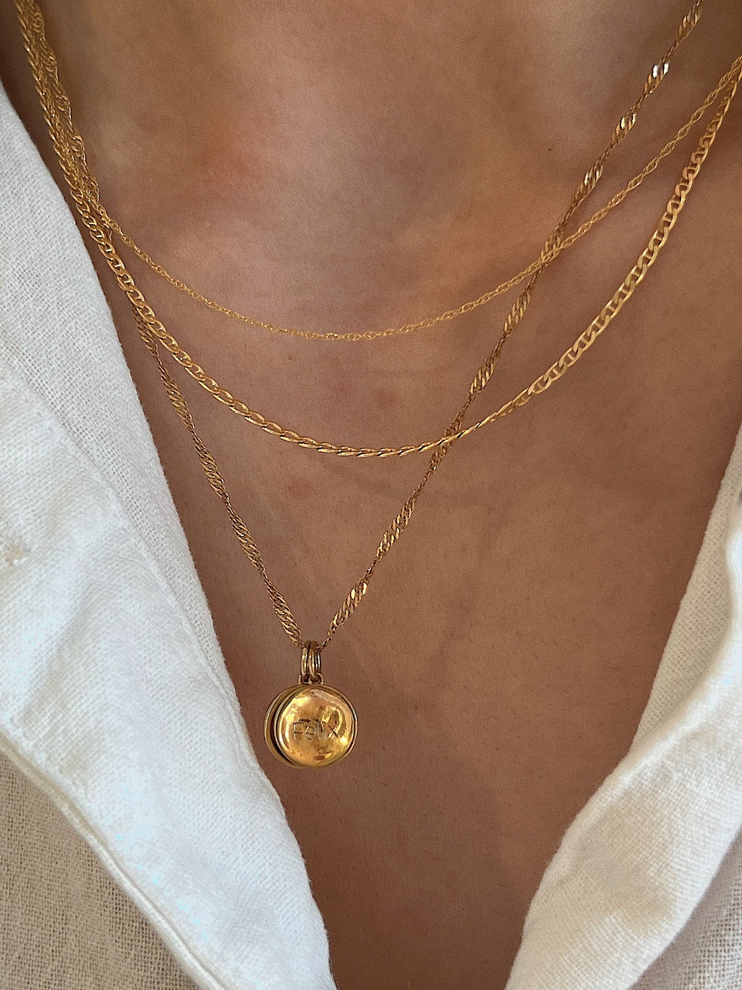 14K White Solid Gold Hong Rope Necklace