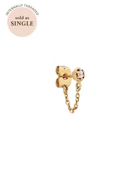 Ingrid Solid Gold Chain Stud | 9K Solid Gold Earrings | S-kin Studio Jewelry | Ethical Jewelry That Lasts