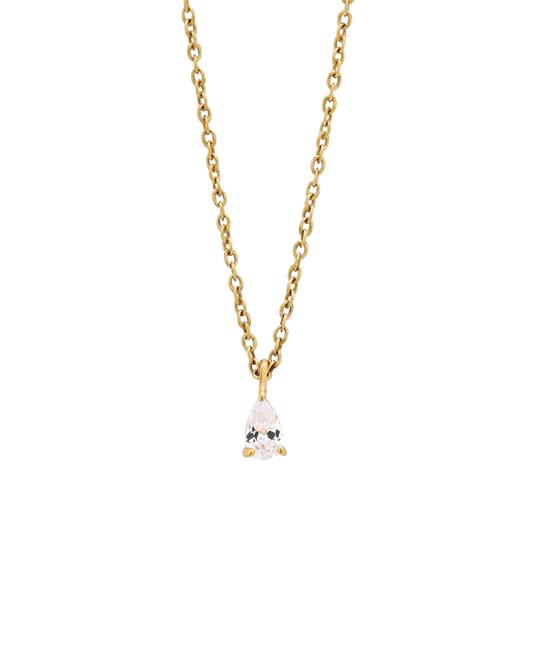 Kate Solid Gold Pear Diamond Necklace | 9K Solid Gold Necklaces | S-kin Studio Jewelry | Ethical Jewelry That Lasts