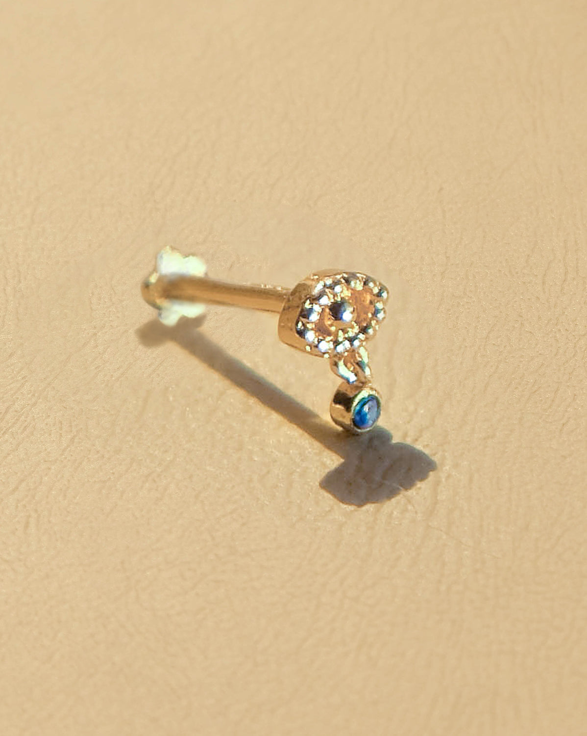 14K Solid Gold Mati Evil Eye Stud