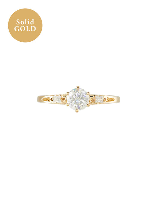 Solid Gold Nightingale Solitaire Ring