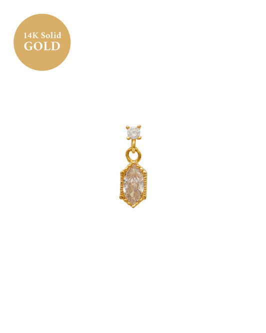 14K Solid Gold Rei Marquise Dangle Single Stud | S-kin Studio Jewelry | Ethical Piercing Earrings