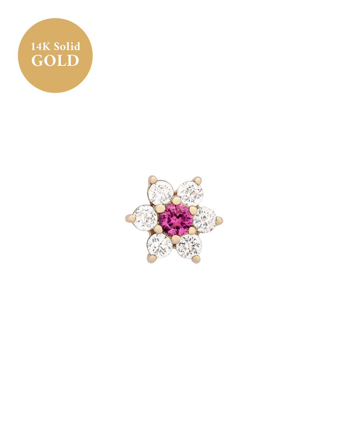 14K Solid Gold Ren Lotus Single Stud