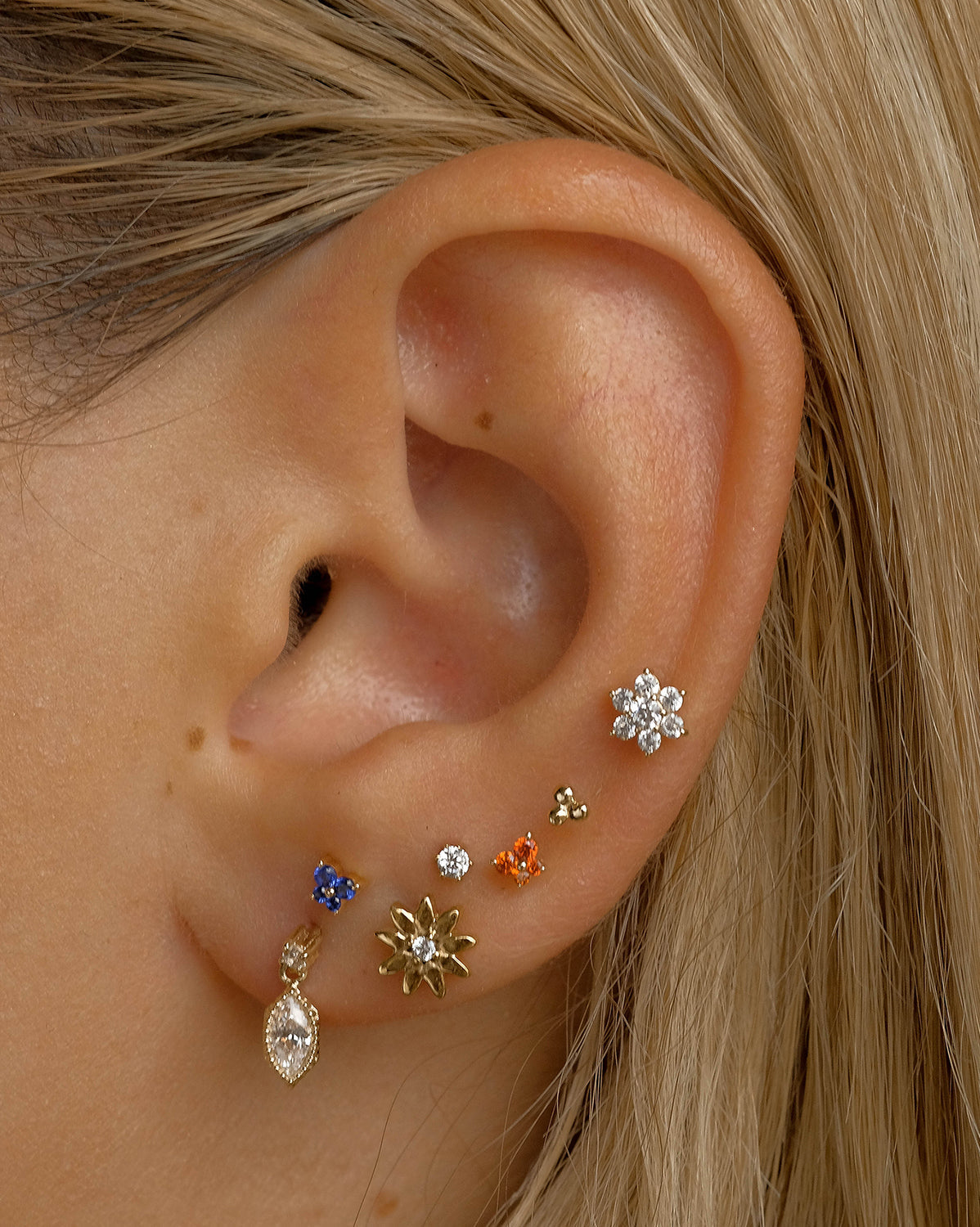14K Solid Gold Ren Lotus Single Stud