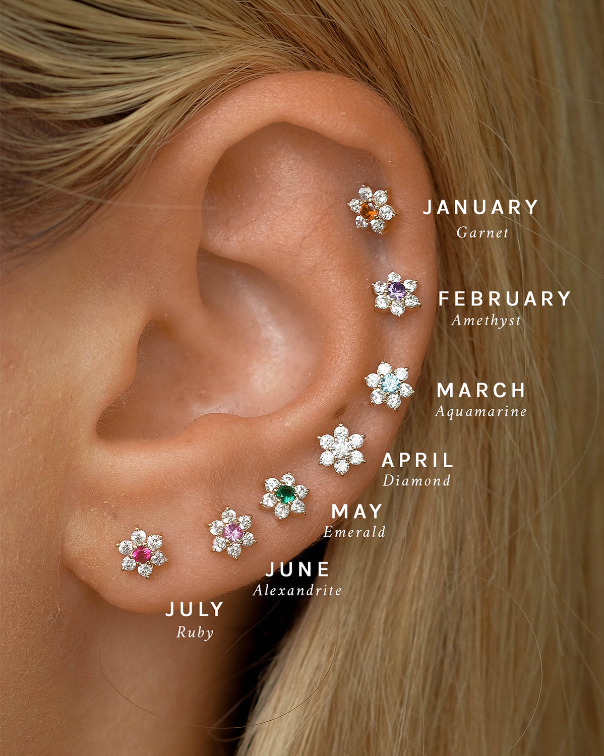 14K Solid Gold Ren Lotus Single Stud