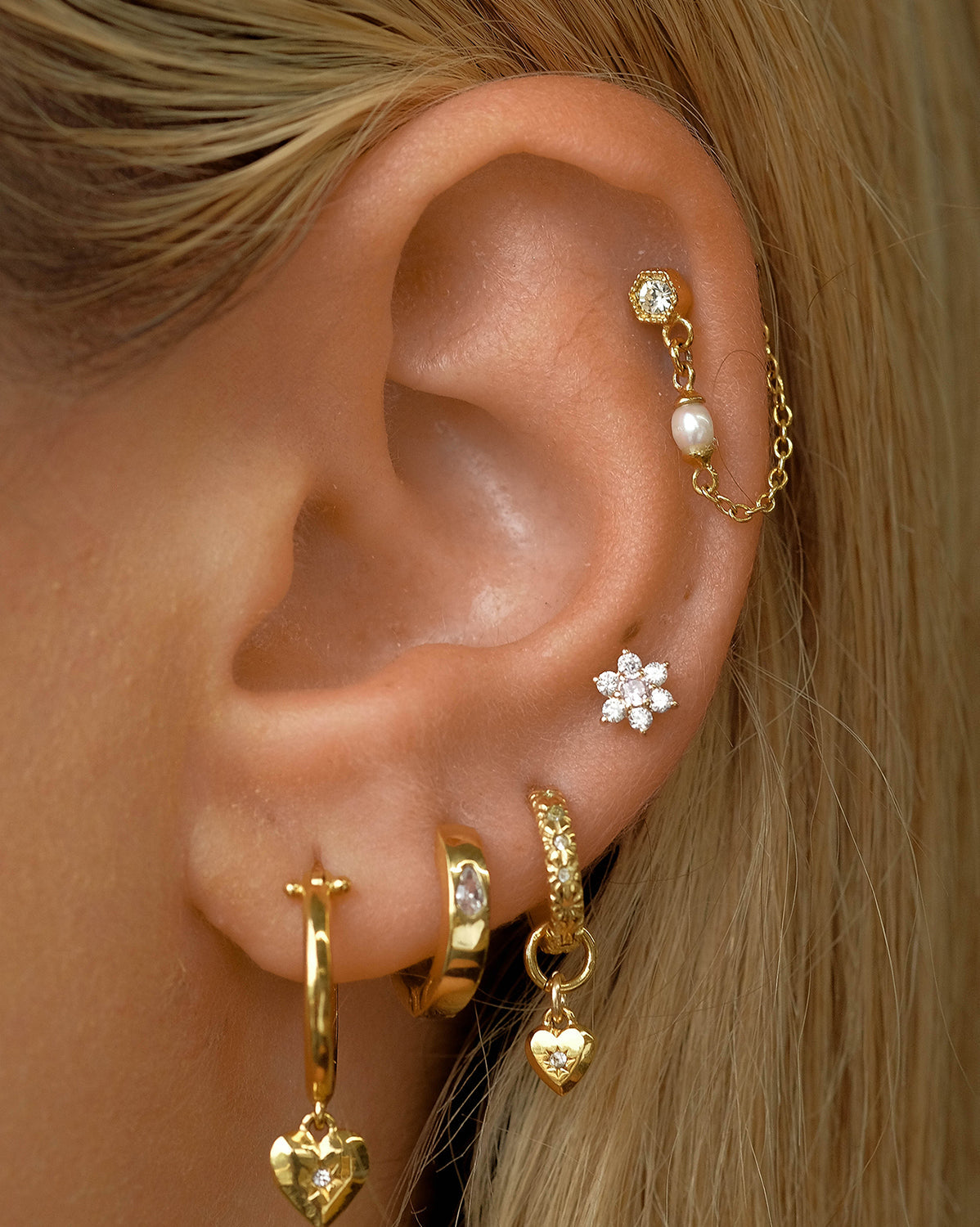 14K Solid Gold Ren Lotus Single Stud