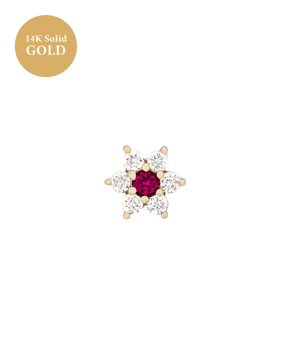 14K Solid Gold Ren Lotus Single Stud