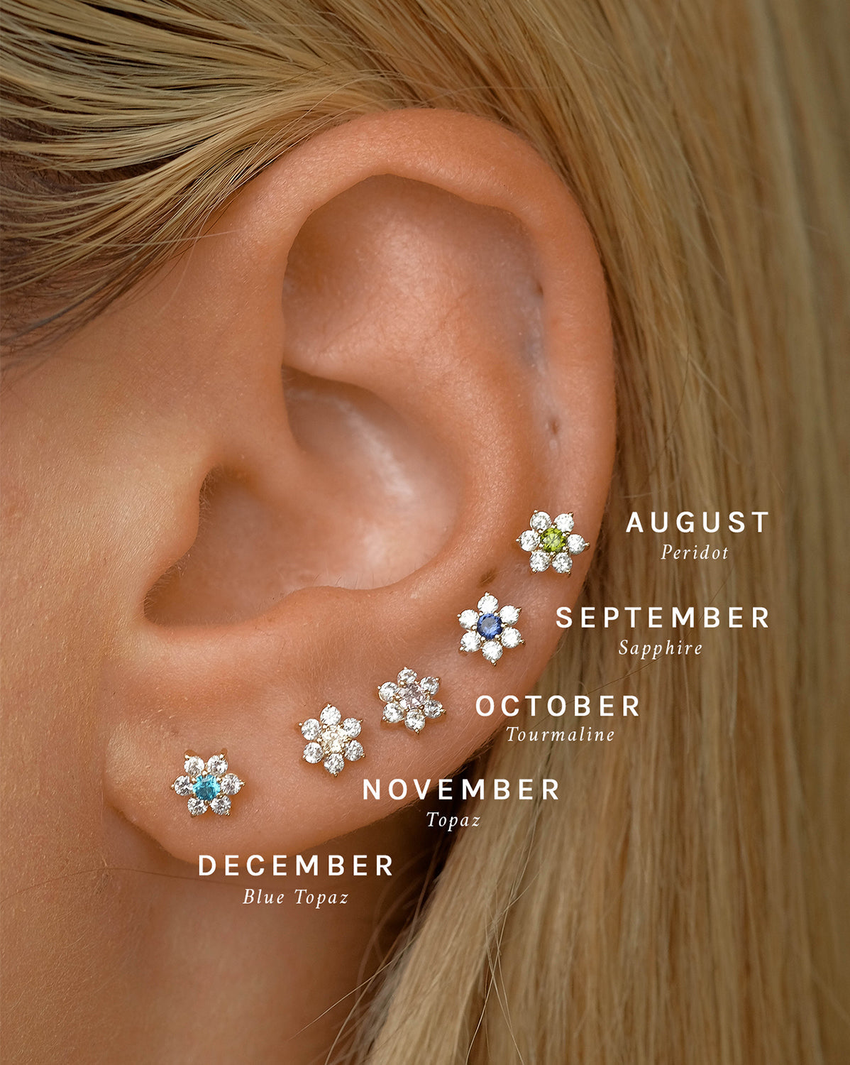 14K Solid Gold Ren Lotus Single Stud