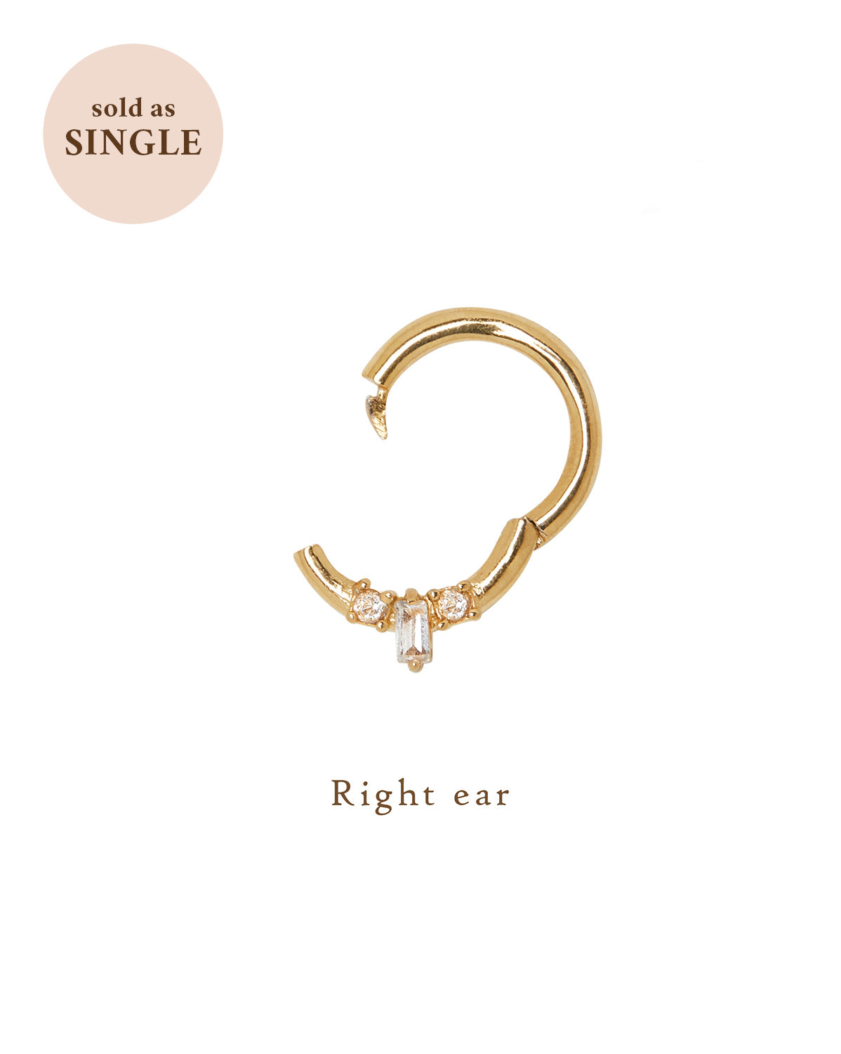 14K Solid Gold Mina Trio Gemstone Hoop | S-kin Studio Jewelry | Ethical Piercing Earrings 
