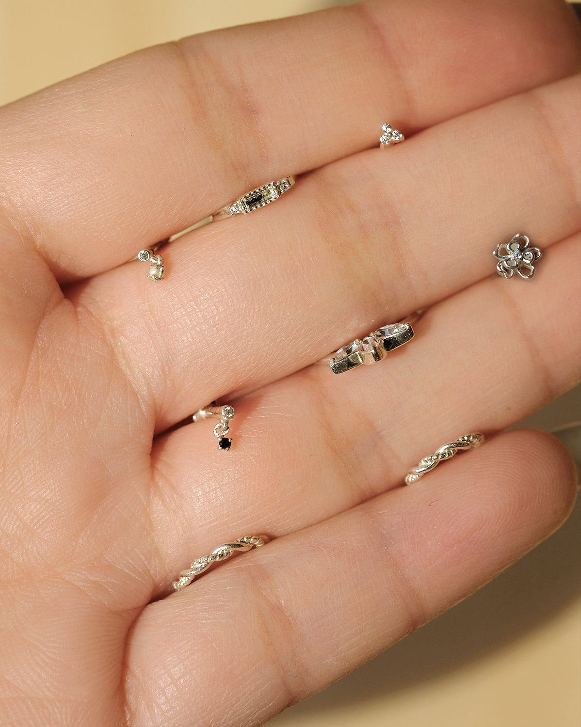 Lisa Tiny Onyx Stud - Sterling Silver
