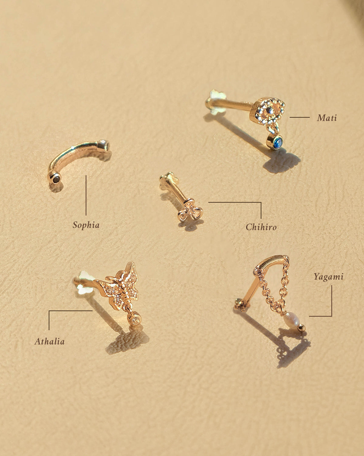 14K Solid Gold Mati Evil Eye Stud